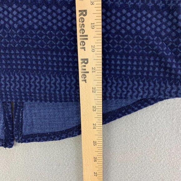 BCBG Maxazria Shirt Womens XXS Blue Black Pullover Stretch Peplum‎ Jacquard - Picture 8 of 12